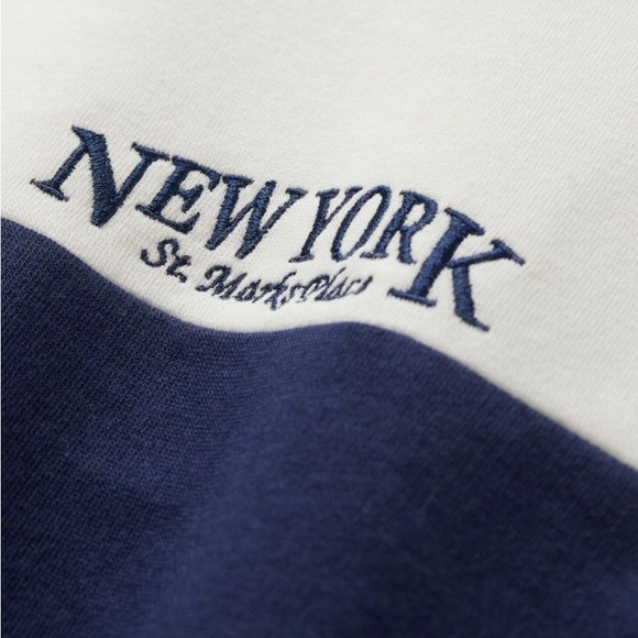 Blue and White Boxy Sweatshirt in size S from H&M - Picture 2 of 2